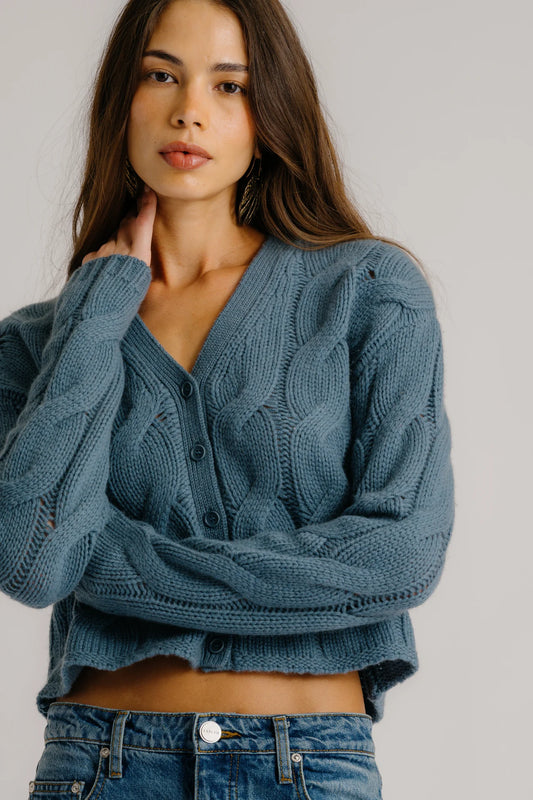 Jolie Cashmere Cardigan - Smoky Blue