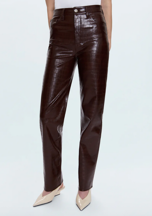 Cassie High Rise Pant - Tobacco Croc