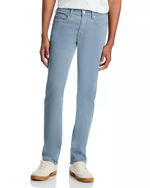 L'Homme Slim Brushed Twill Pant - Smoky Blue
