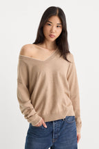The Cozy V Neck Sweater - Dune Mist