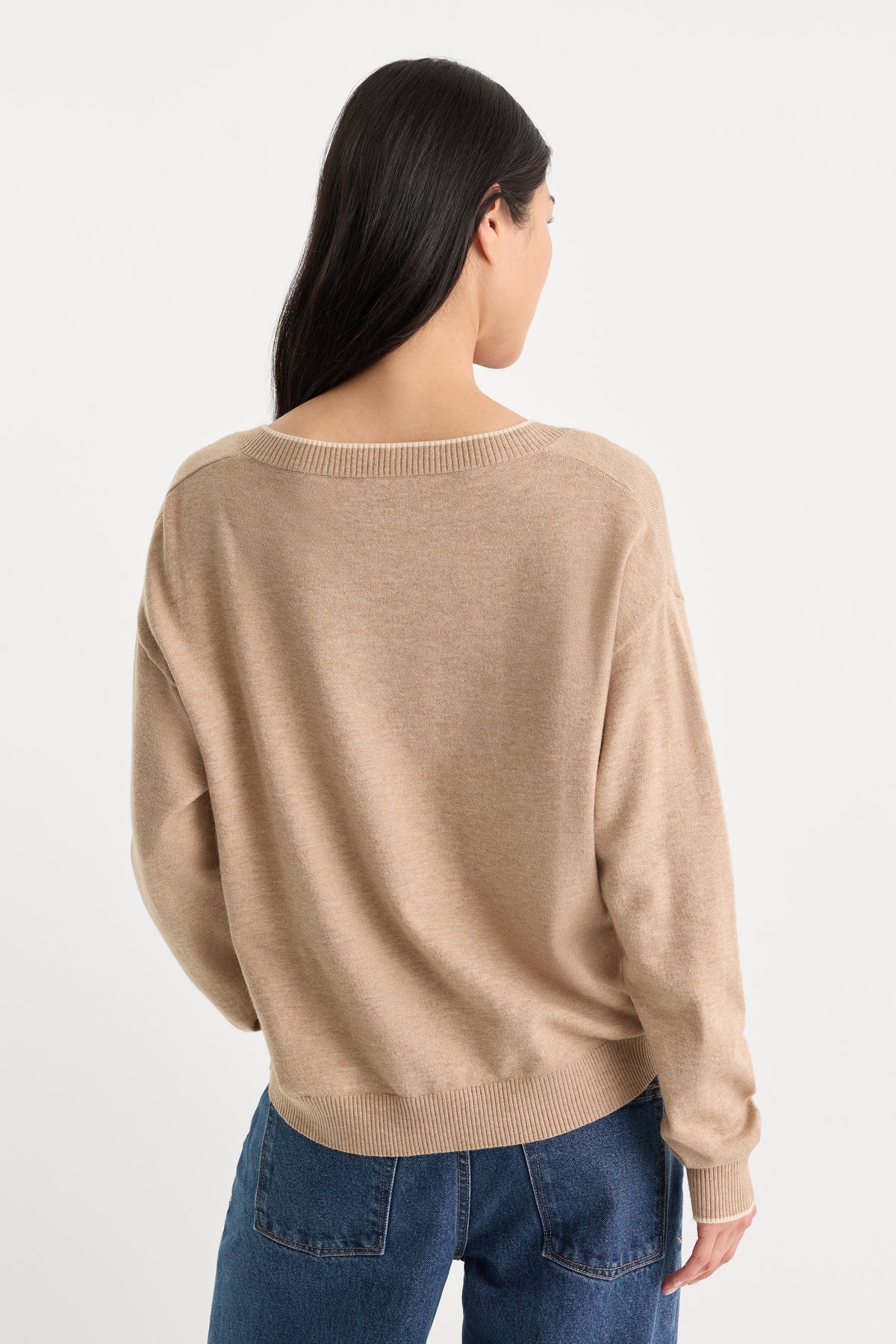 The Cozy V Neck Sweater - Dune Mist