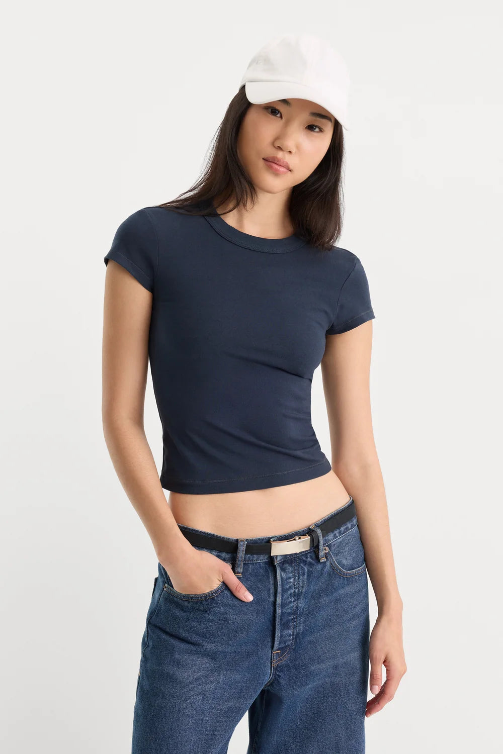 Cap Sleeve Tee - Navy