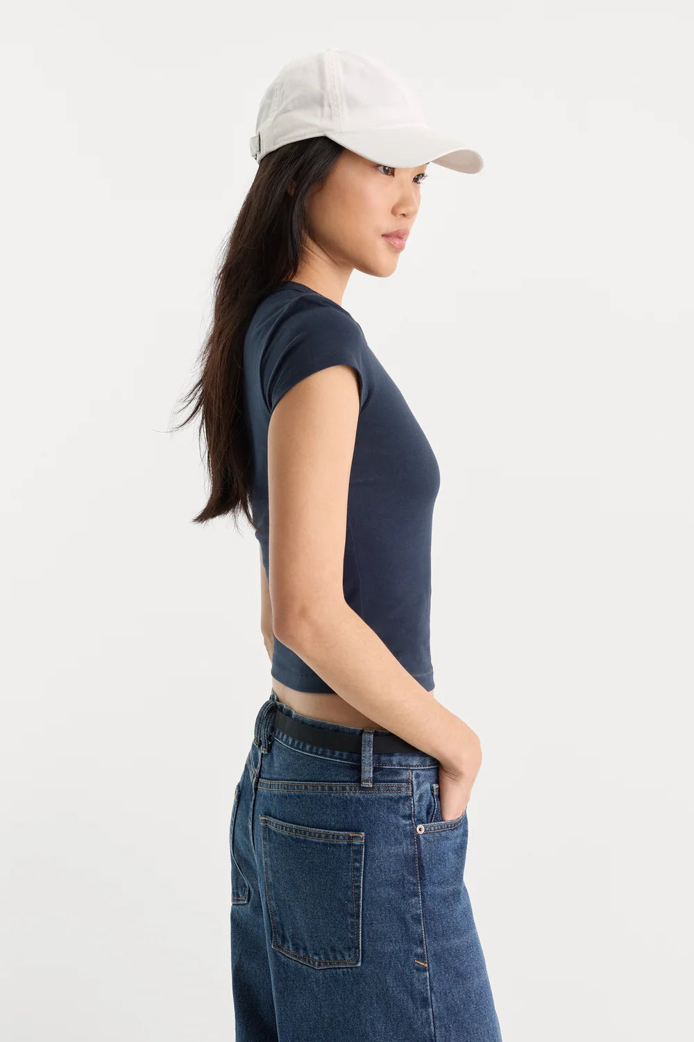 Cap Sleeve Tee - Navy