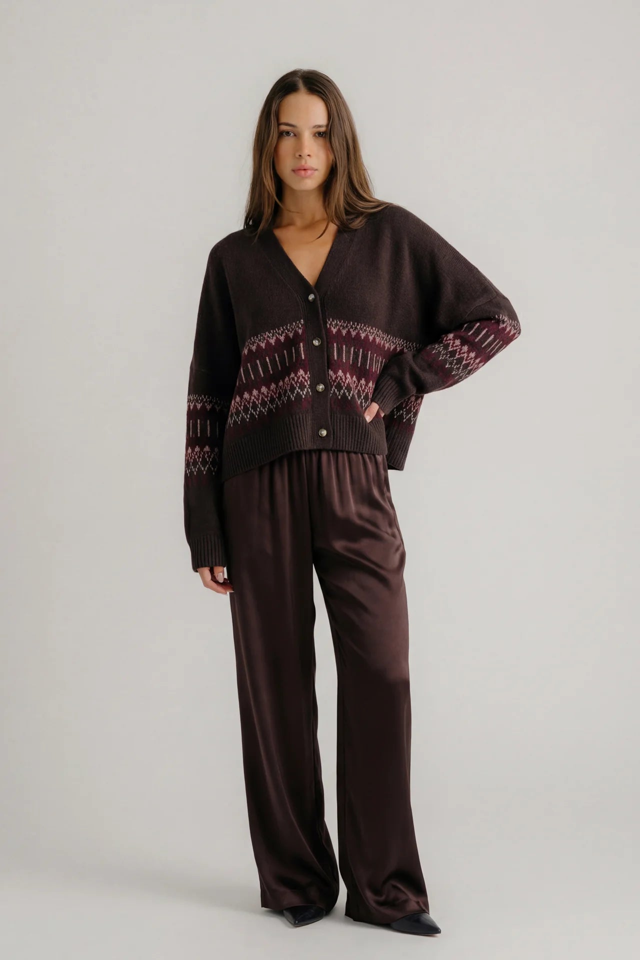 Brynn Pull On Silk Pant - Oak Tree