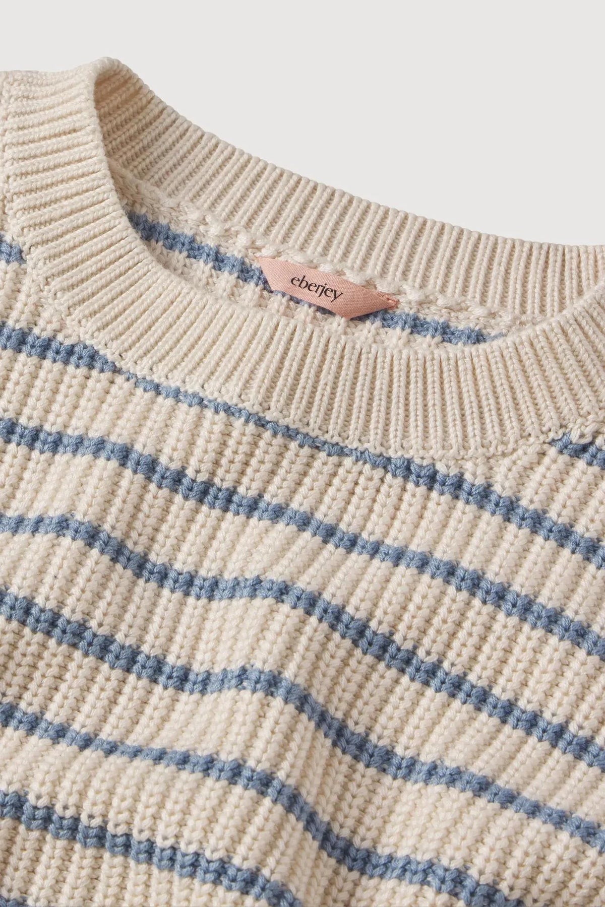 Coastal Crew Neck - Stripe Almond Heather/Faded Denim
