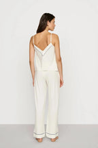 Gisele V Neck PJ - Ivory/Navy