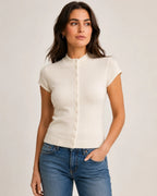 Avoriaz Fitted Button Tee - Organic White