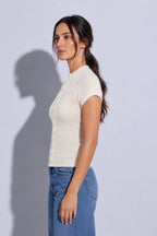 Avoriaz Fitted Button Tee - Organic White