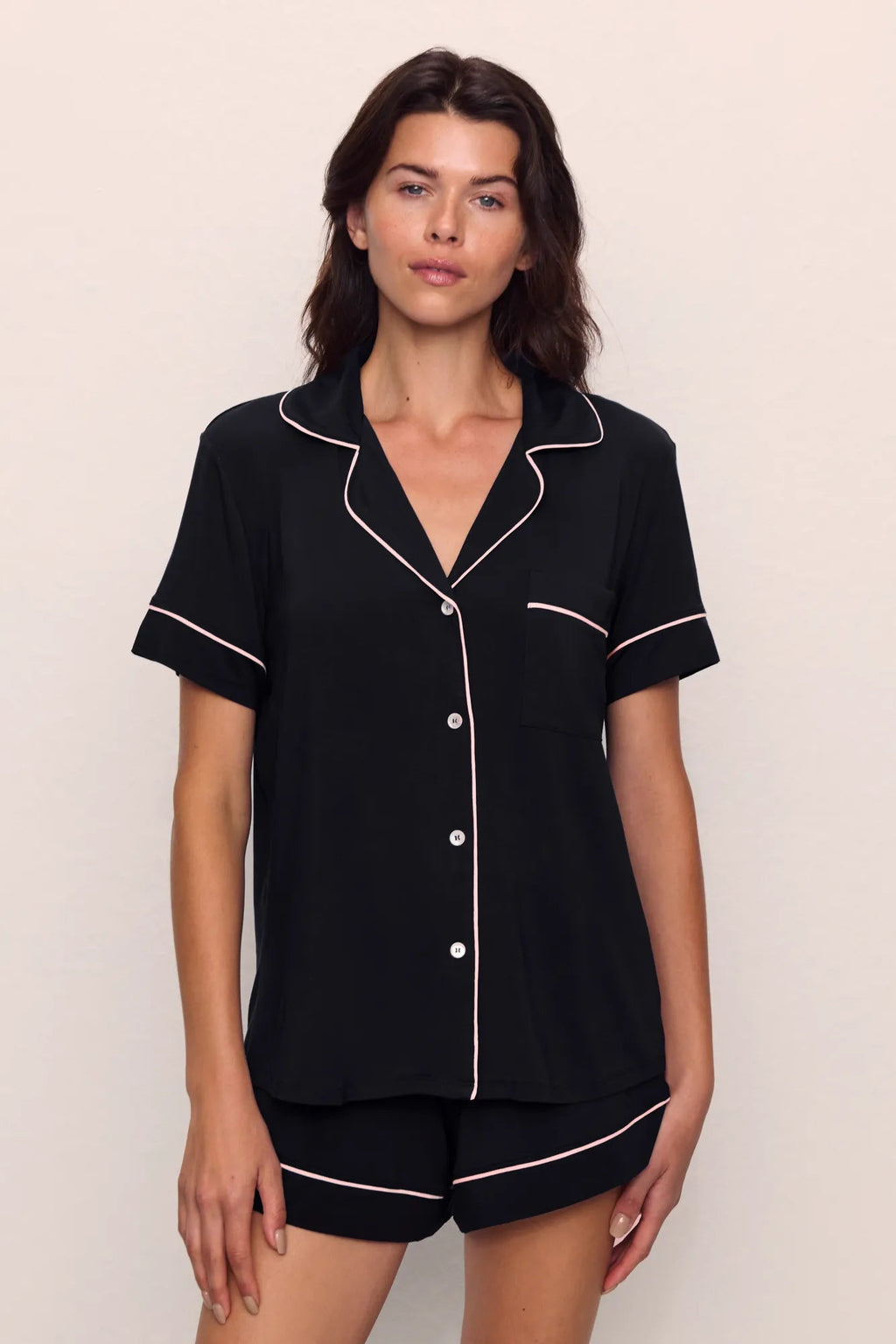 Gisele Shortie PJ - Black/Sorbet Pink
