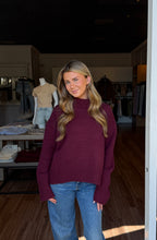 Scarlett Mock Neck Drop Shoulder Sweater - Bordeaux