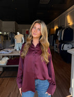 Benton Slouchy Button Down - Bordeaux Multi