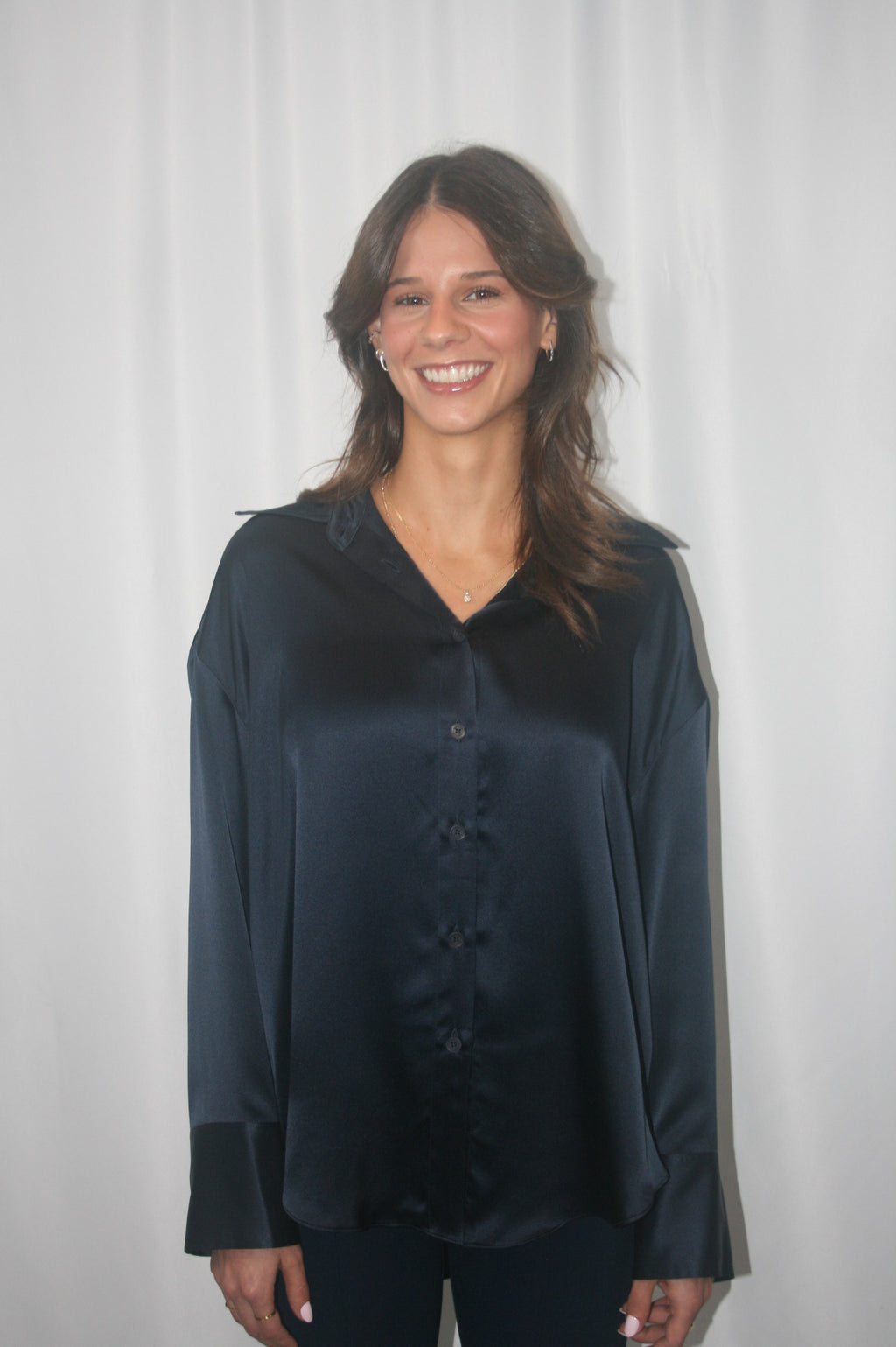 Benton Slouchy LS Button Down - Midnight Navy
