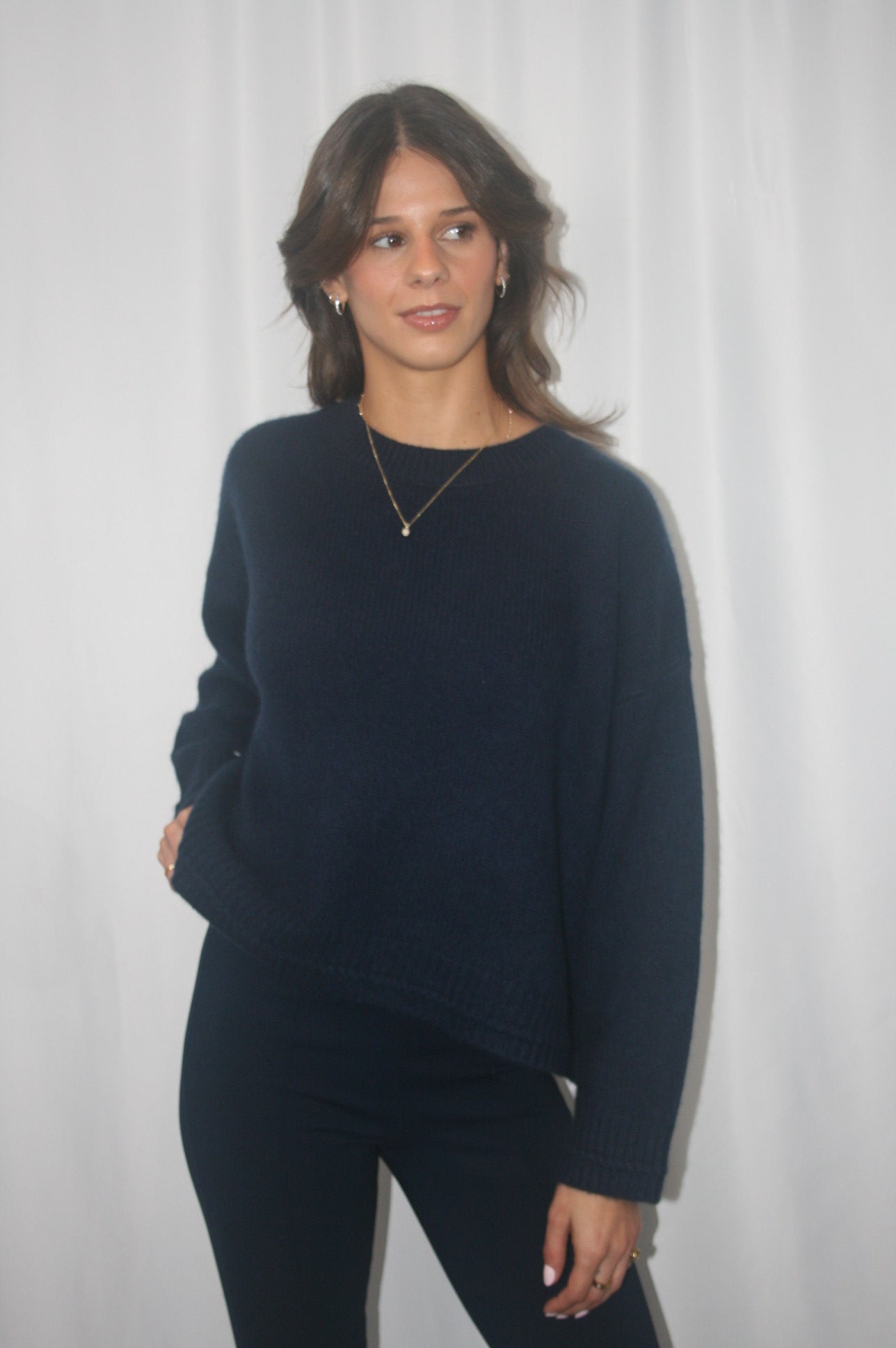 Alston Boyfriend Cashmere Crewneck - Midnight Navy