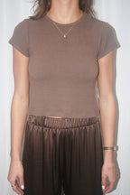 Yael Cropped Baby Tee - Swiss Brown