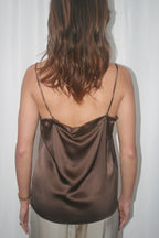 Haya Lace Trim Silk Cami - Swiss Brown