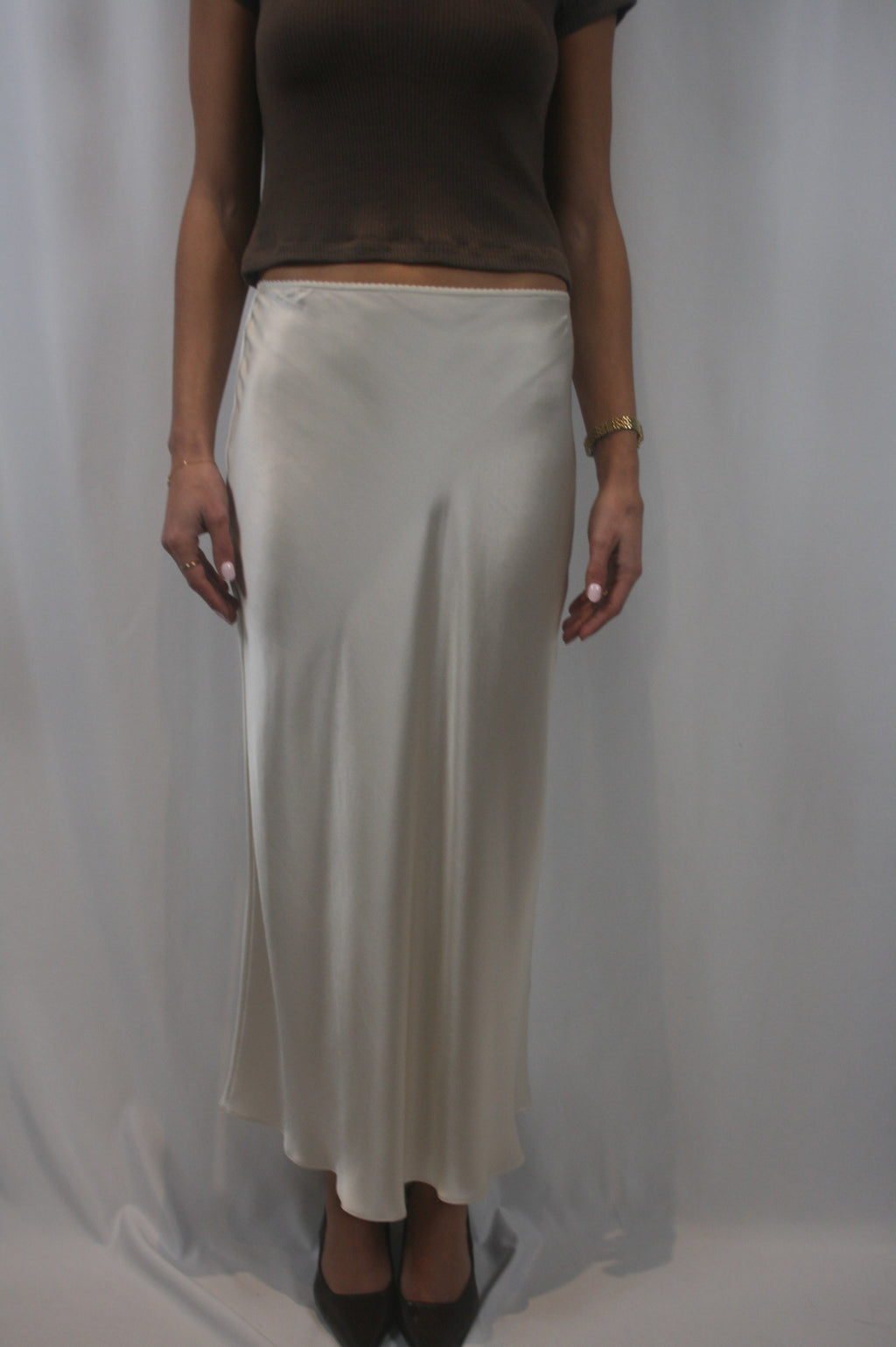 Miranda Scallop Silk Skirt - Gardenia