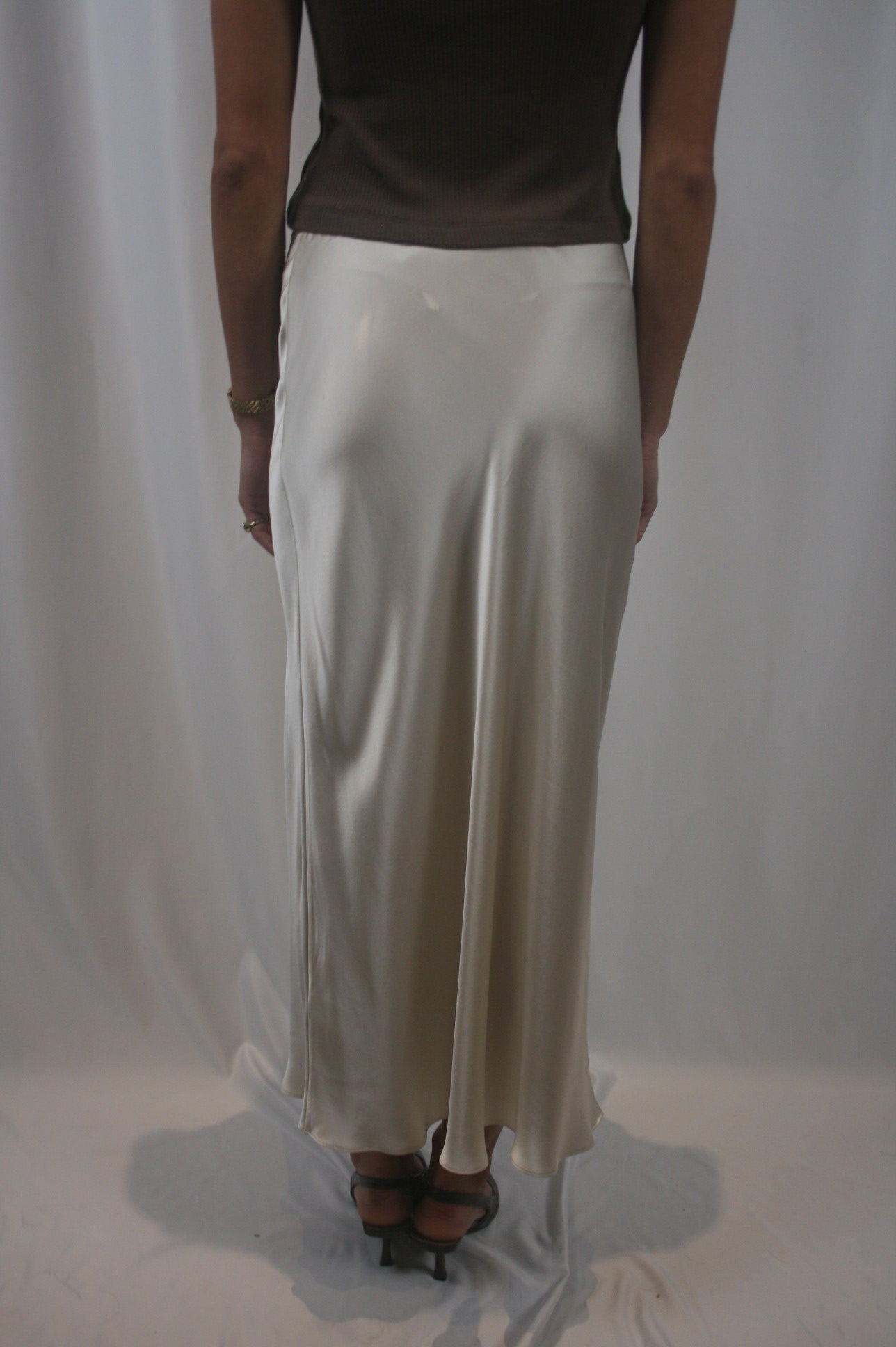 Miranda Scallop Silk Skirt - Gardenia