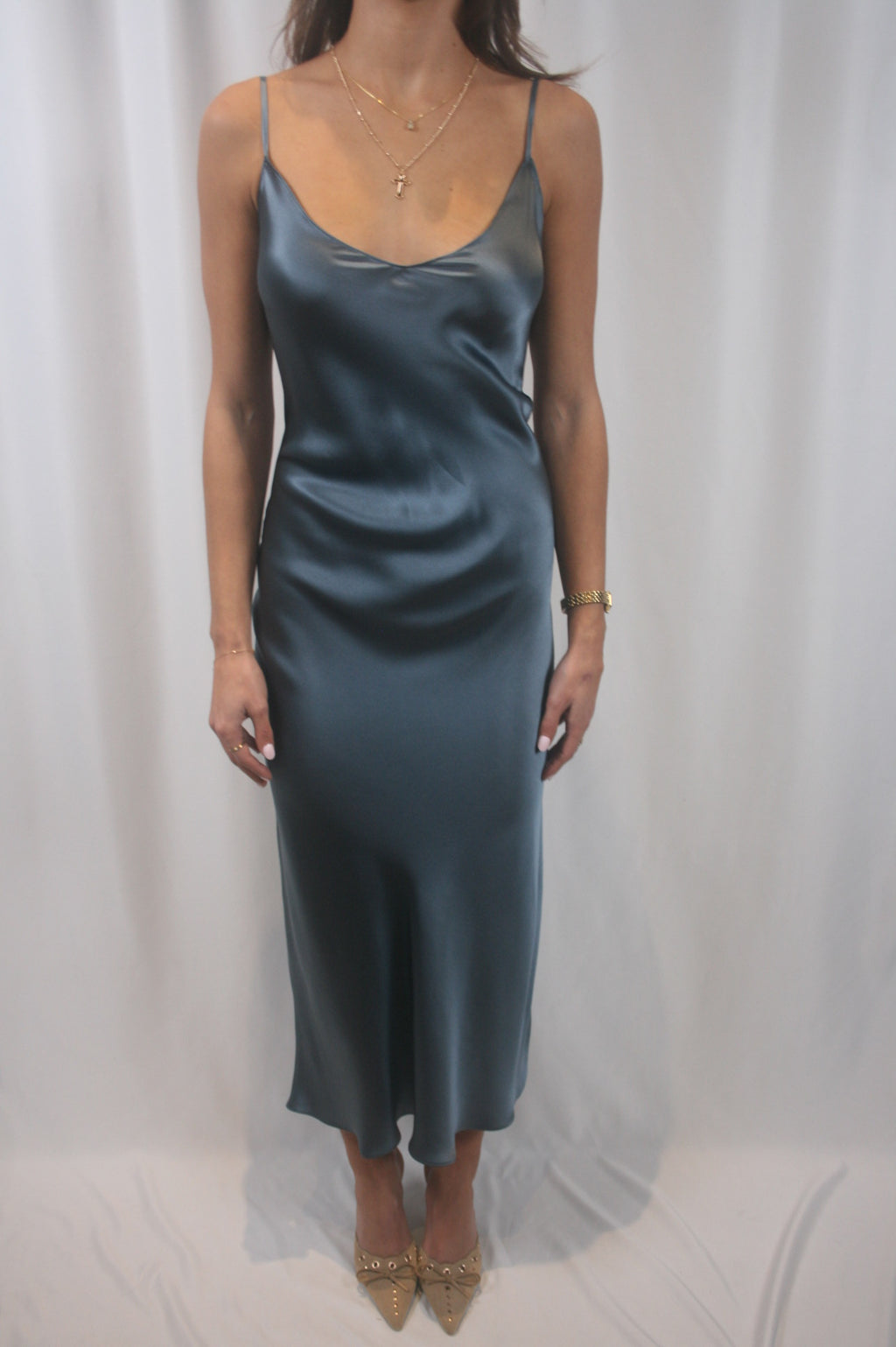 Taylor Silk Dress - Smoky Blue