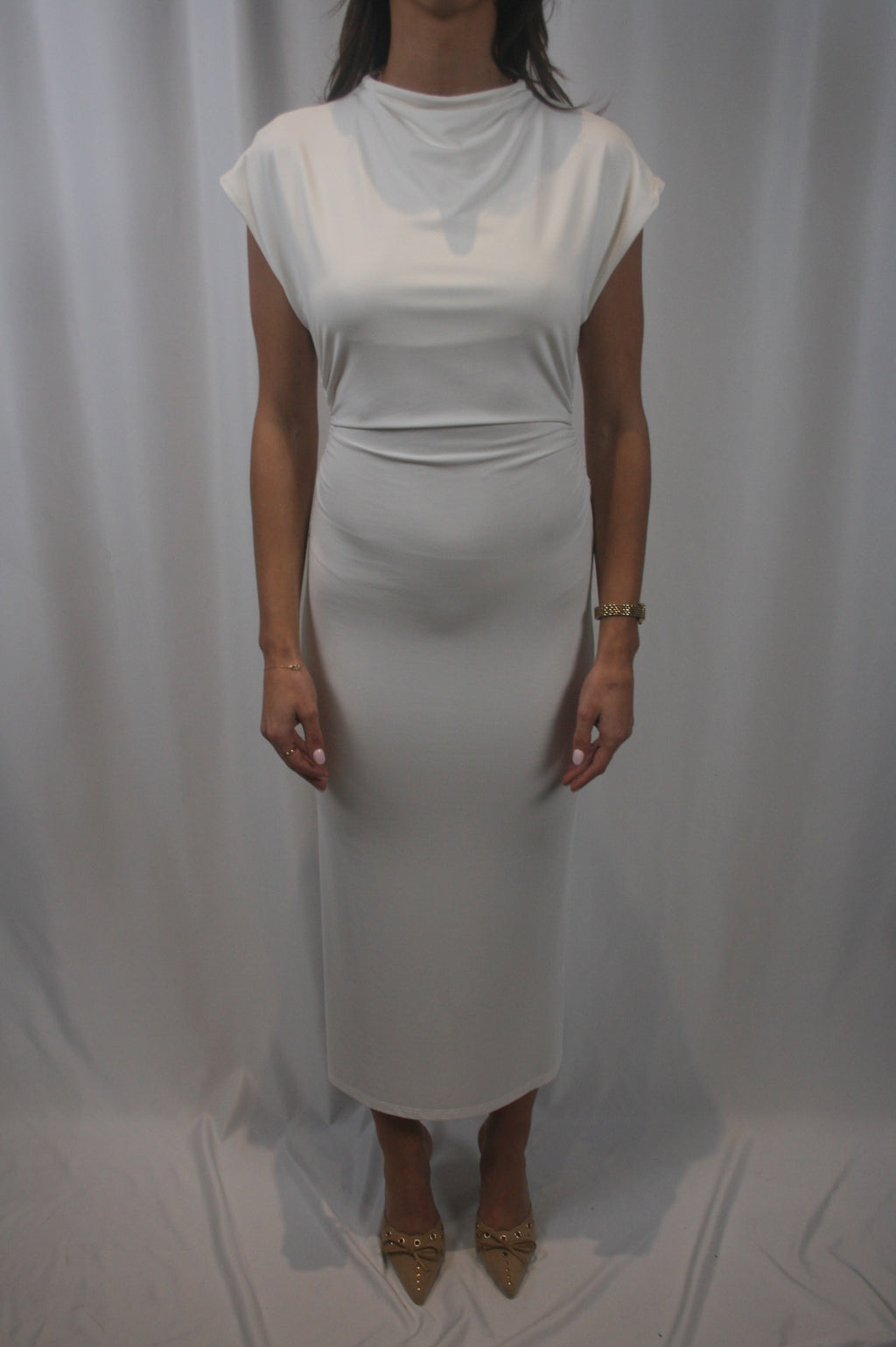 Mesa Mock Neck Dress - Gardenia