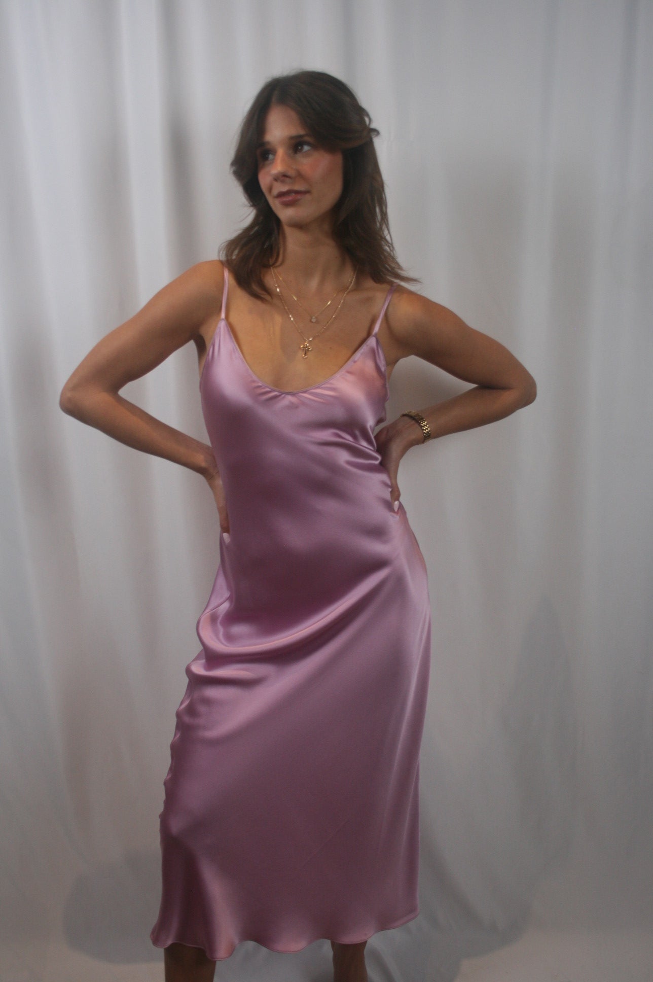 Taylor Silk Dress - Orchid/Dusty Mauve