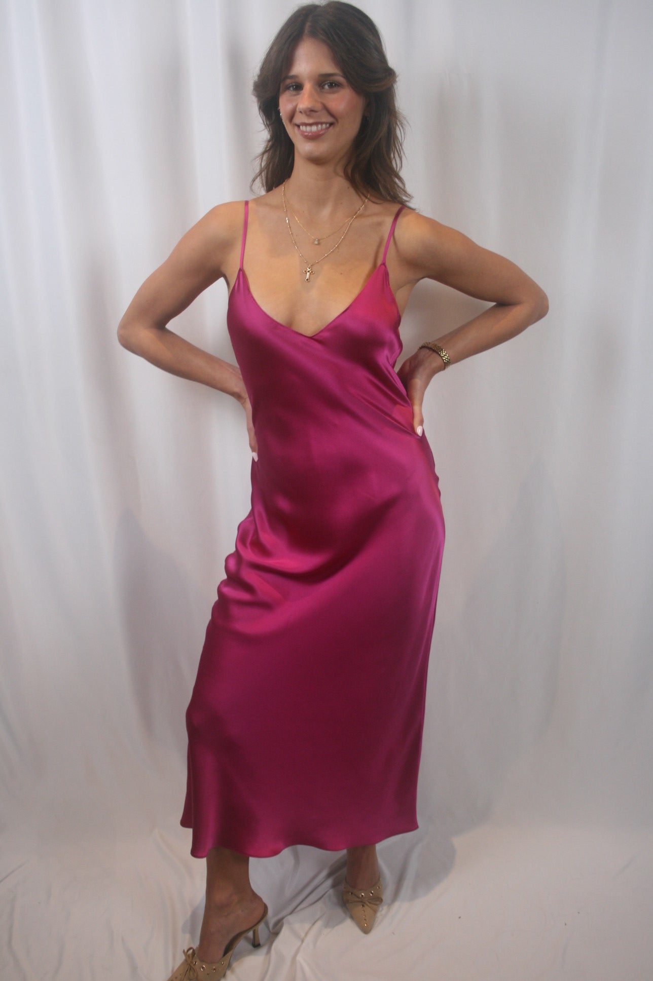 Taylor Silk Dress - Magenta