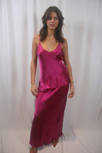 Grace Scallop Silk Skirt - Magenta