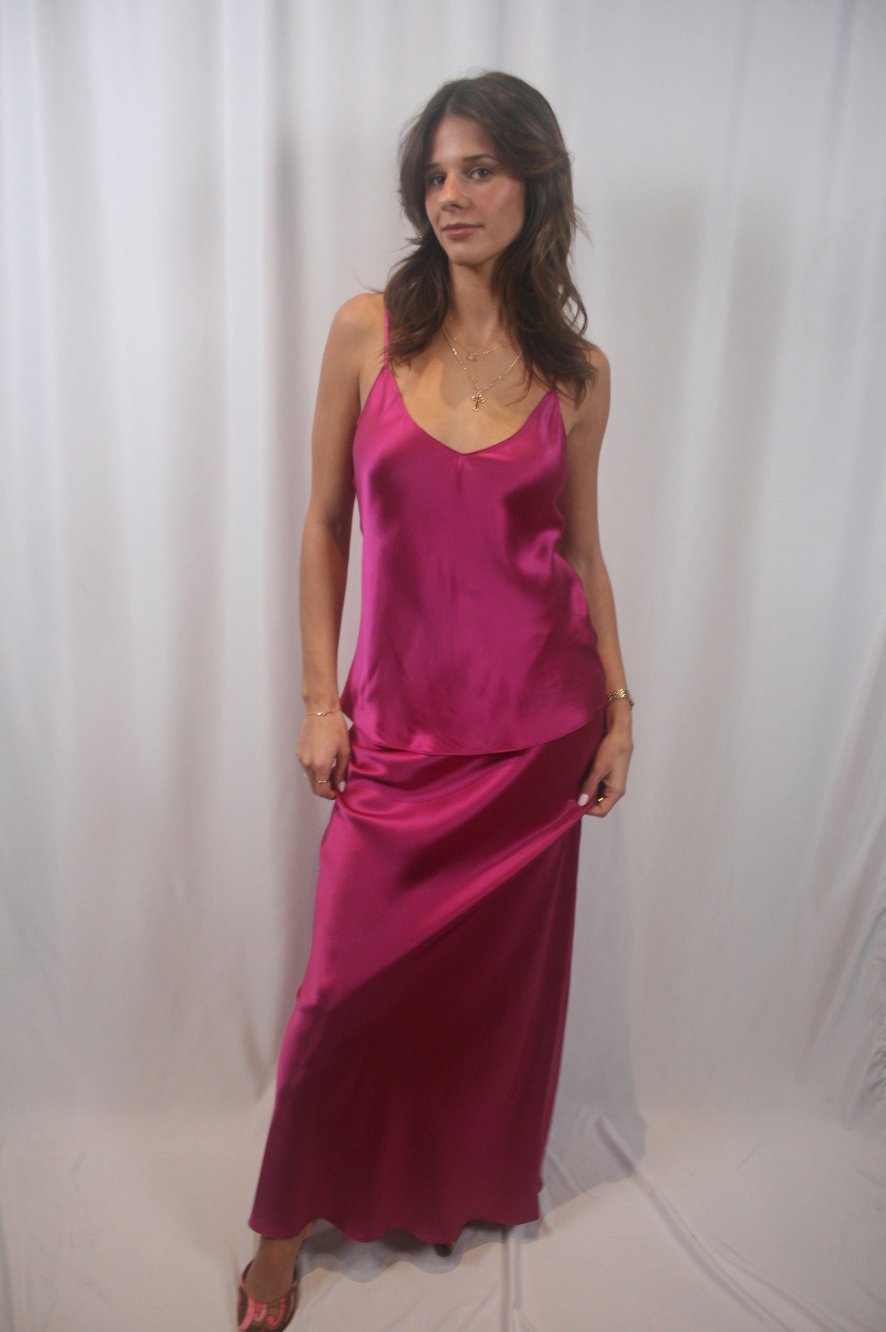 Gloria Silk Cami - Magenta