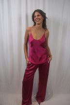 Brynn Pull On Silk Pant - Magenta