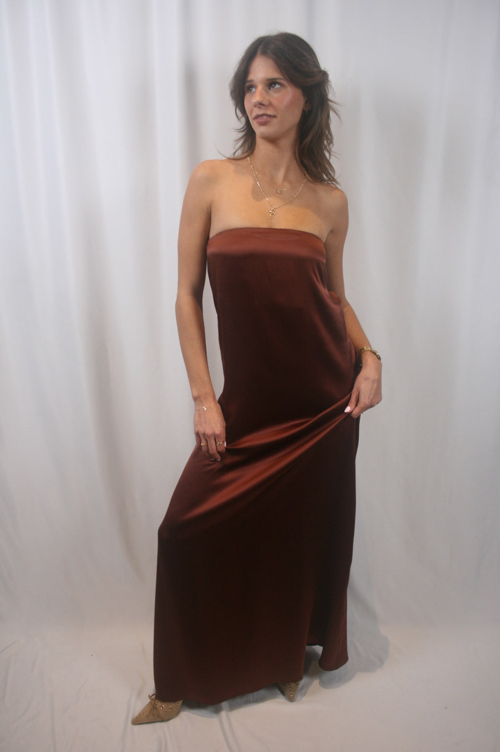 Arden Strapless Dress - Mahogany