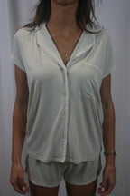 Frida Shortie PJ Set - Mint Cream/Ivory