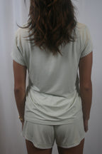 Frida Shortie PJ Set - Mint Cream/Ivory