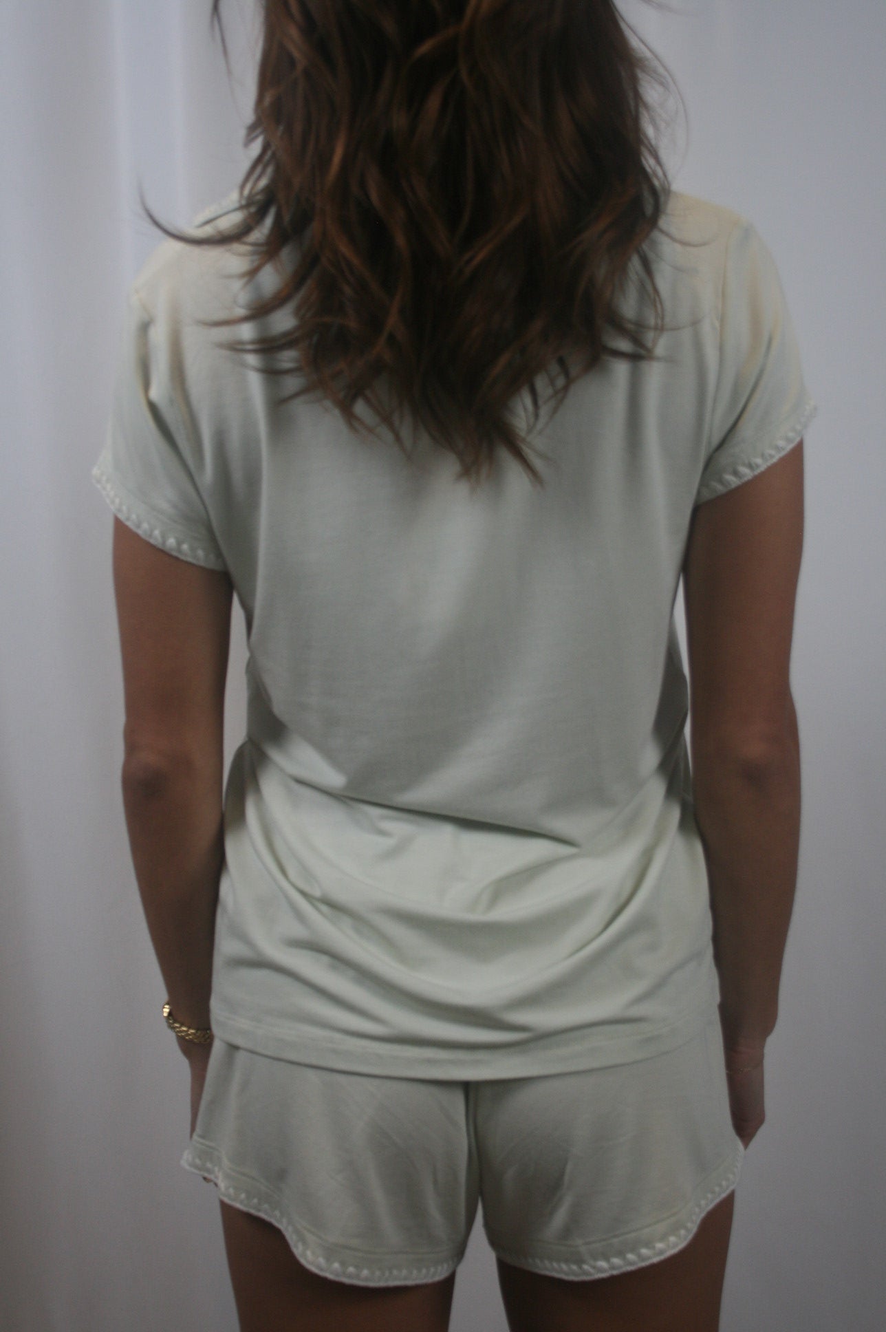 Frida Shortie PJ Set - Mint Cream/Ivory