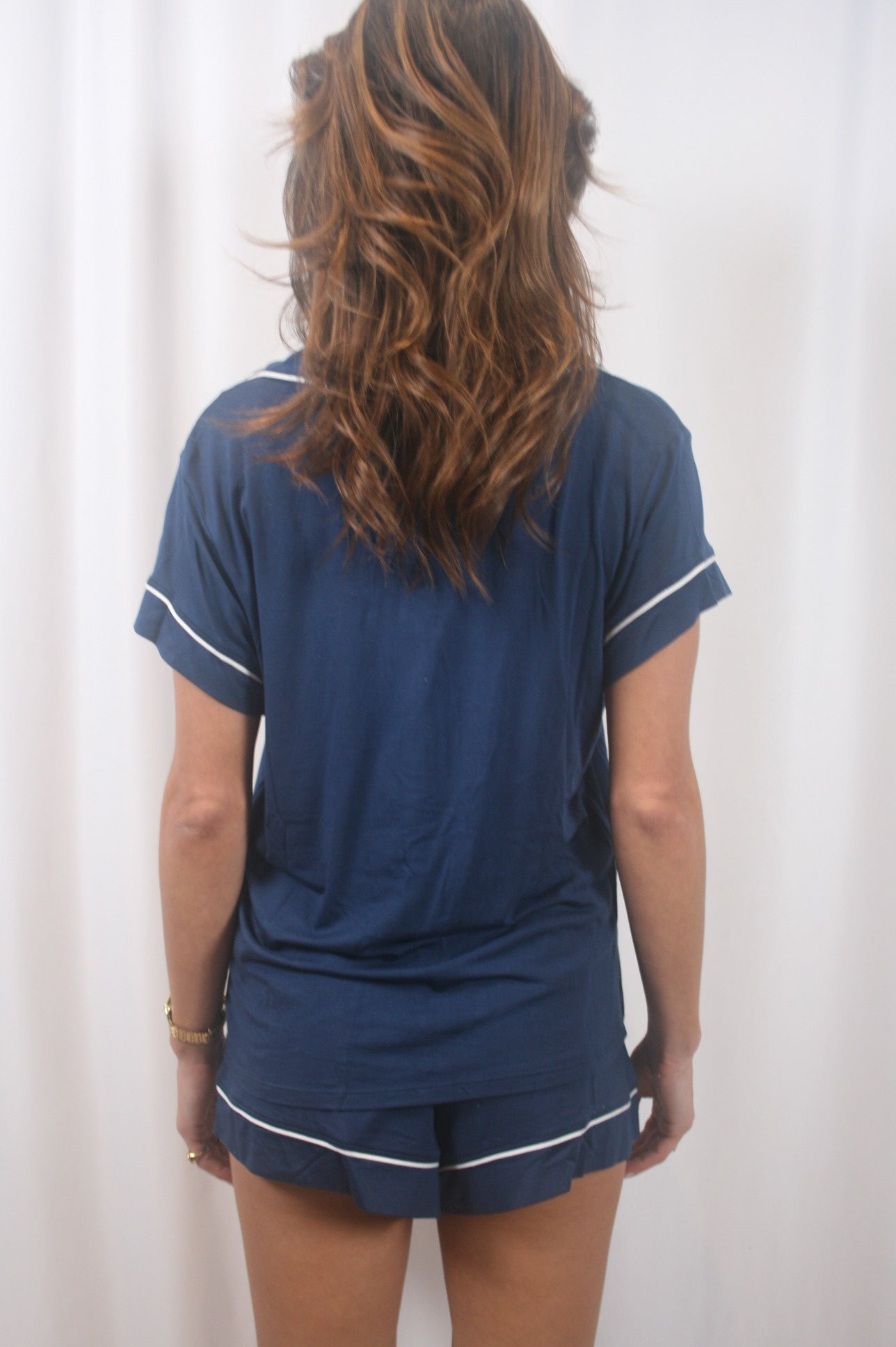 Gisele Shortie PJ Set - Navy/Ivory