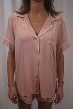 Gisele Relaxed Short PJ Set - Velvet Pink/Ivory