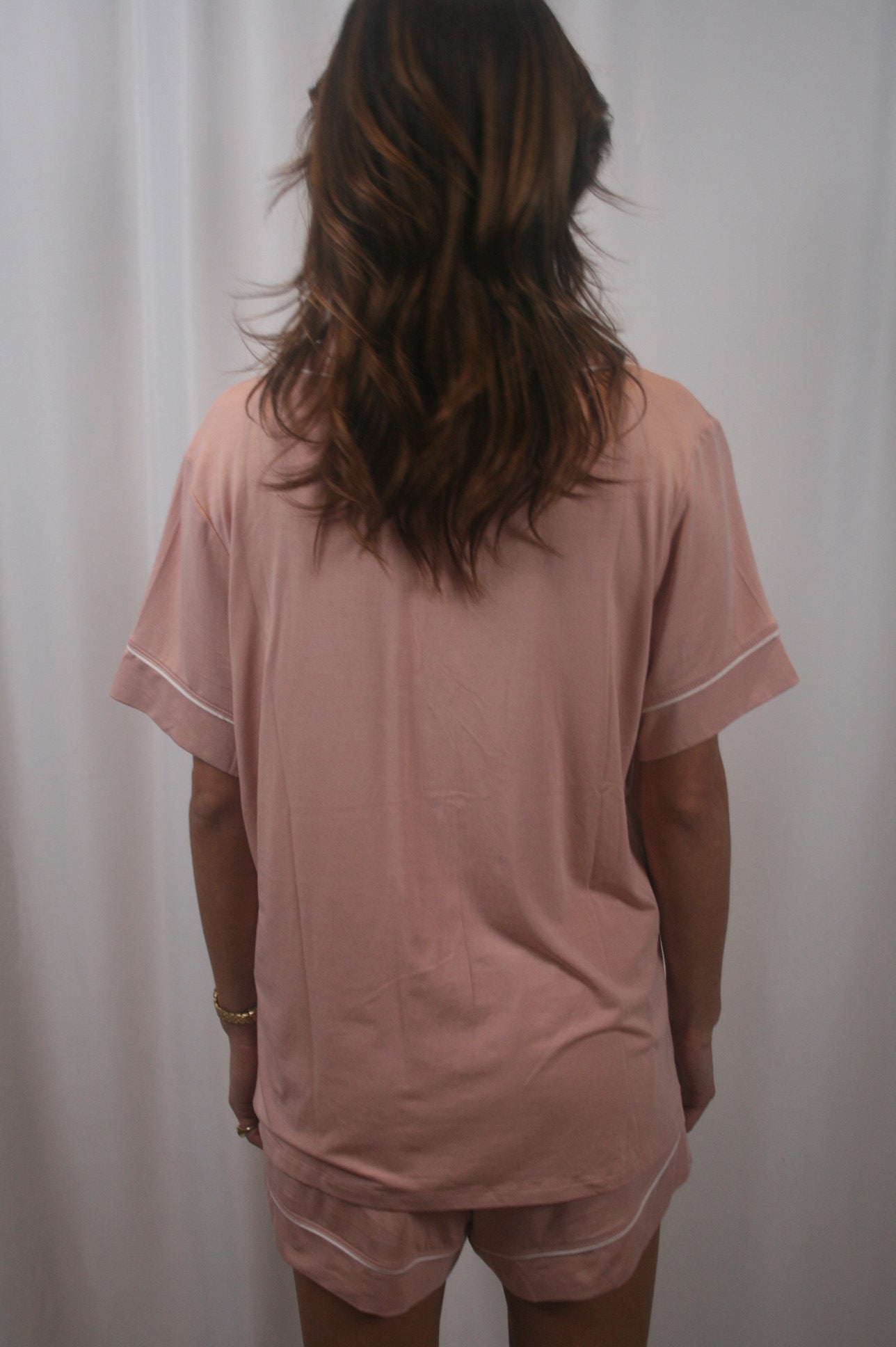 Gisele Relaxed Short PJ Set - Velvet Pink/Ivory