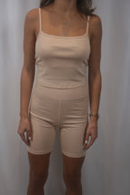 Pima Rib Biker Short - Oatmeal