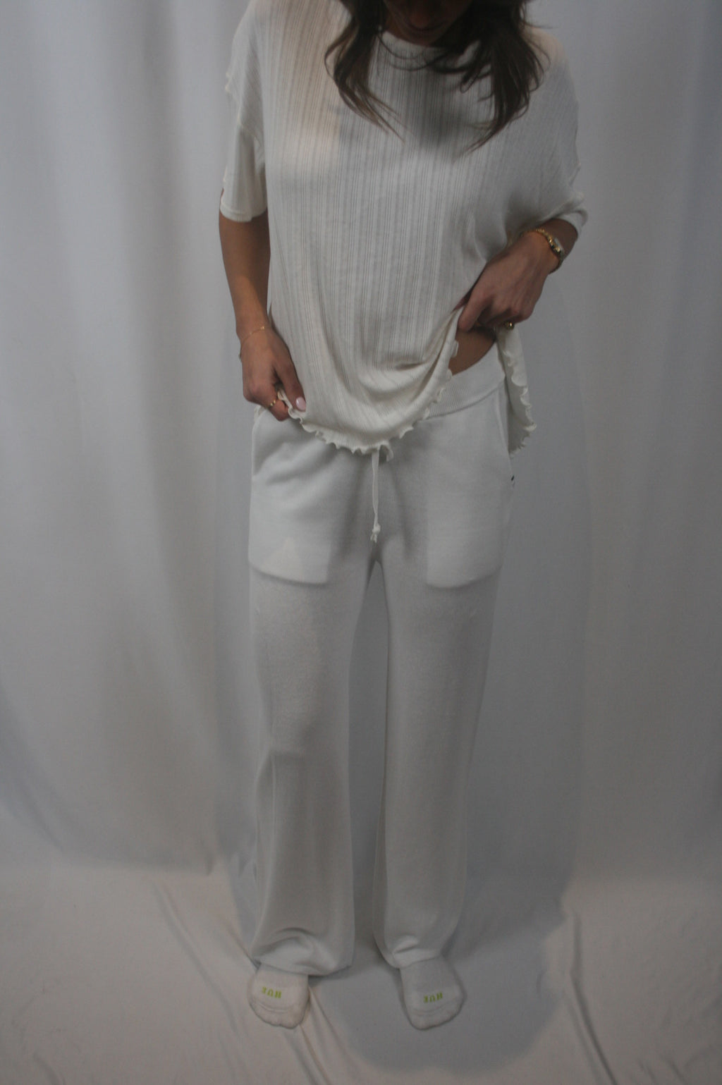 Pointelle Short Sleeve Tee - Ivory