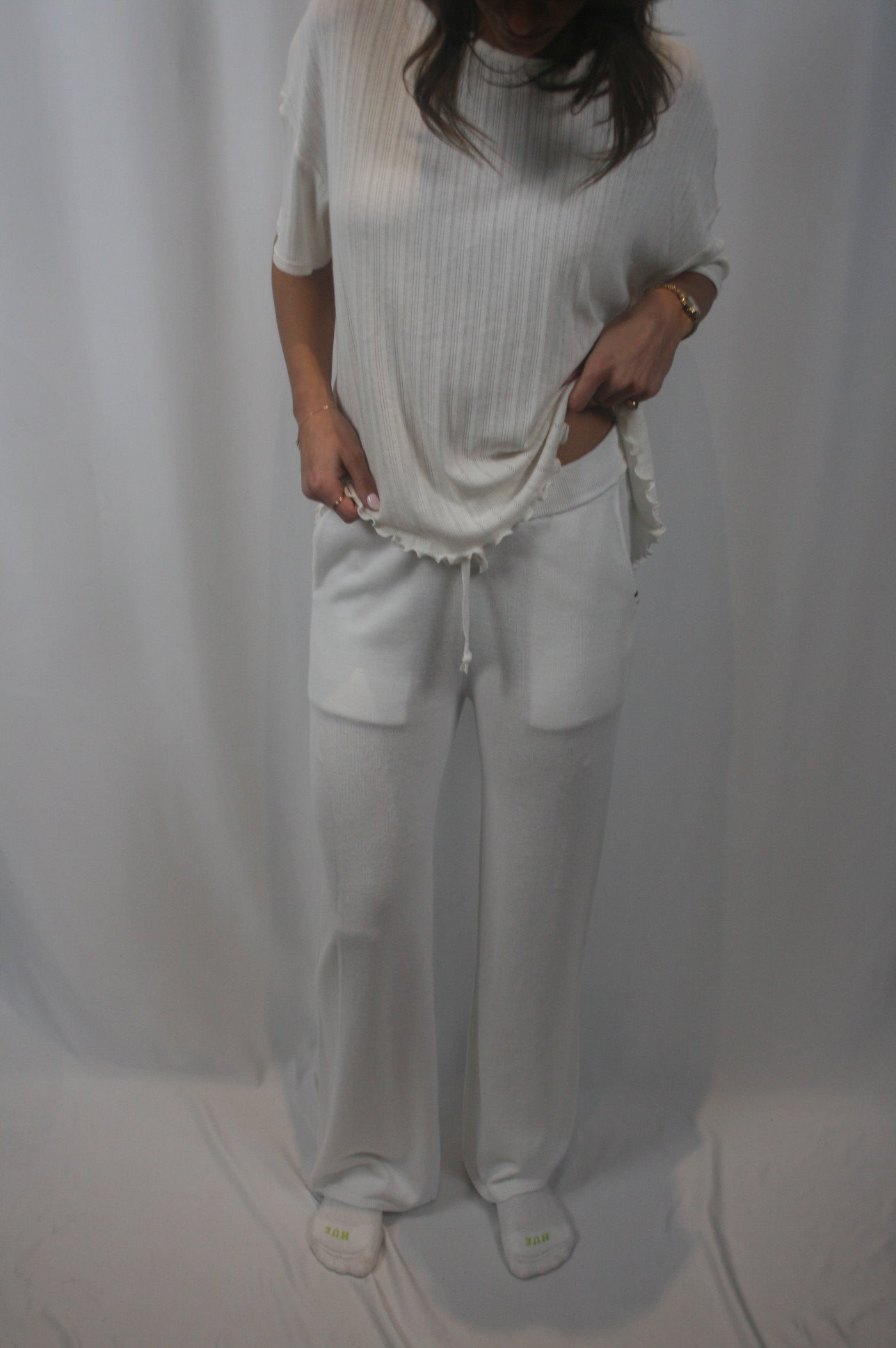 Pointelle Short Sleeve Tee - Ivory