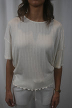 Pointelle Short Sleeve Tee - Ivory
