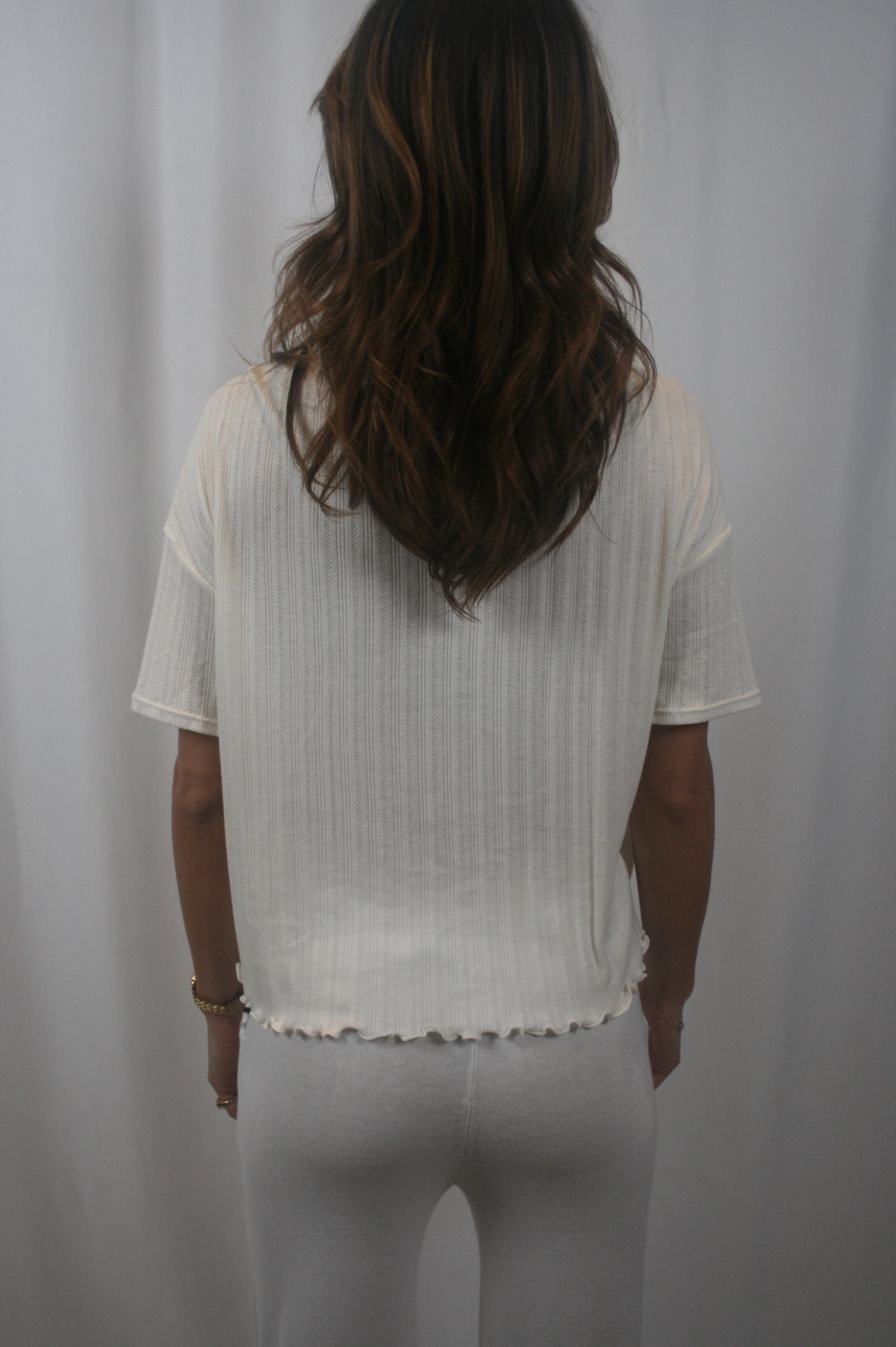 Pointelle Short Sleeve Tee - Ivory