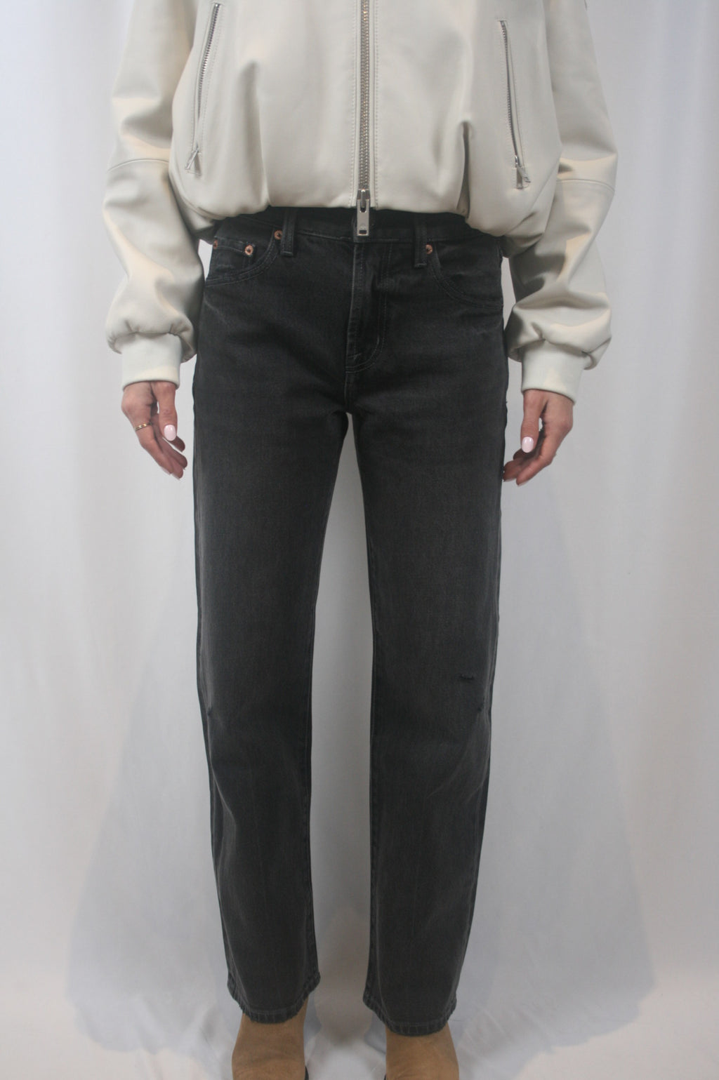 Lexi Mid Rise Bowed Straight Jean - Mercury