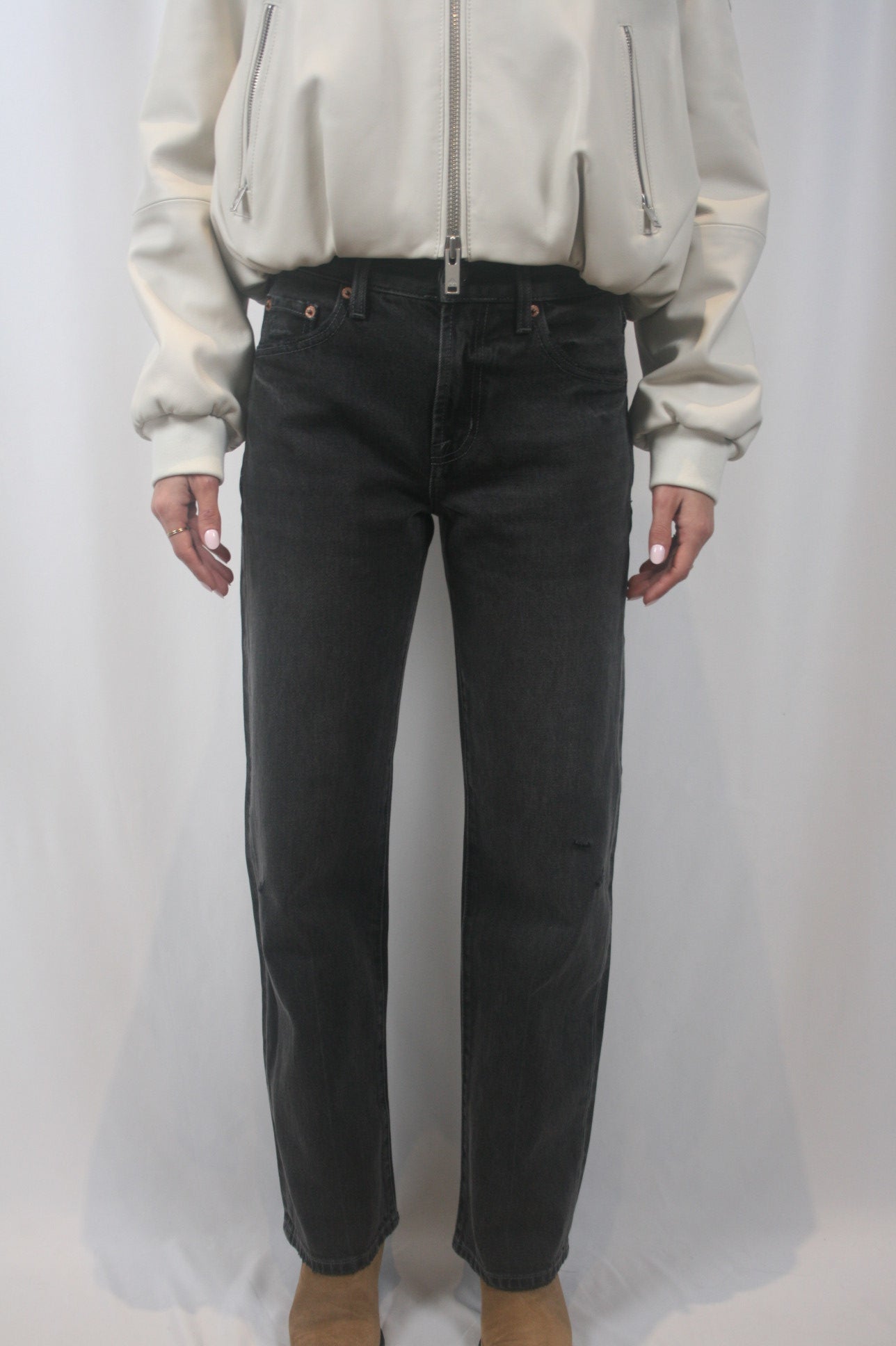 Lexi Mid Rise Bowed Straight Jean - Mercury