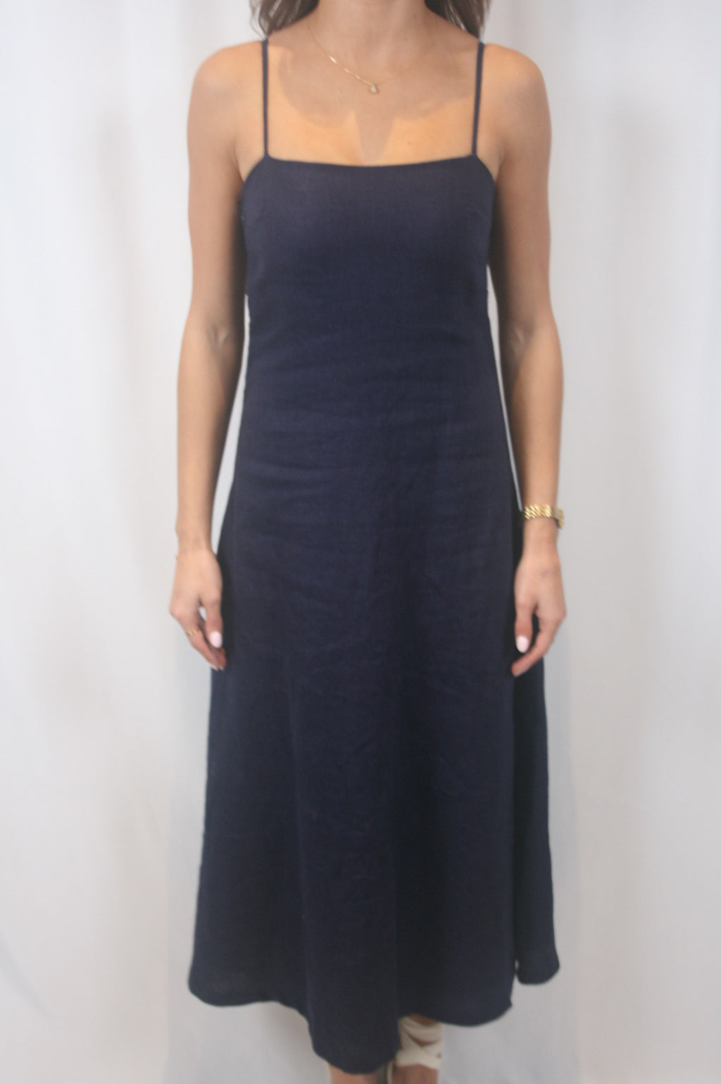 MARGOT LINEN MAXI DRESS- NAVY