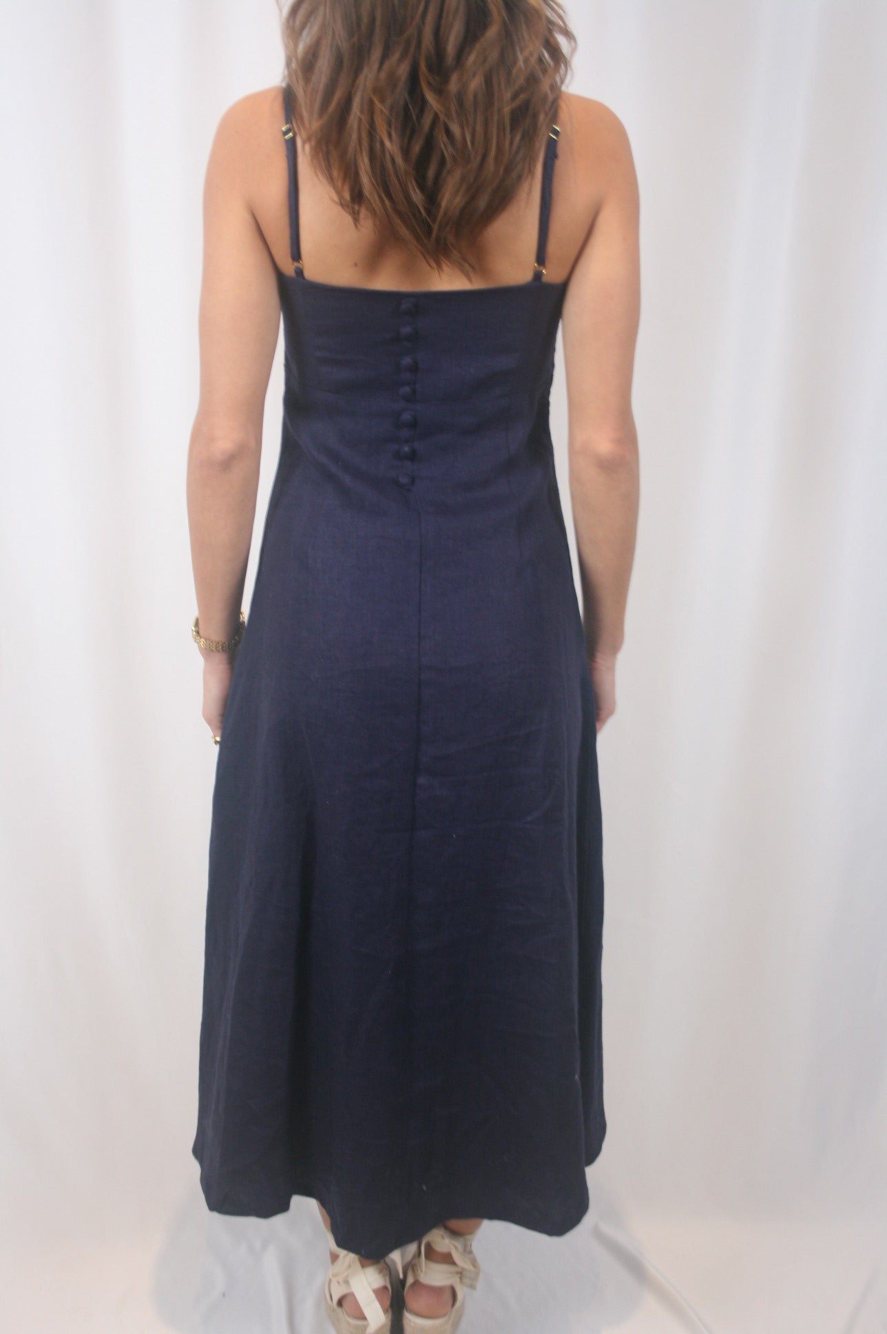 MARGOT LINEN MAXI DRESS- NAVY