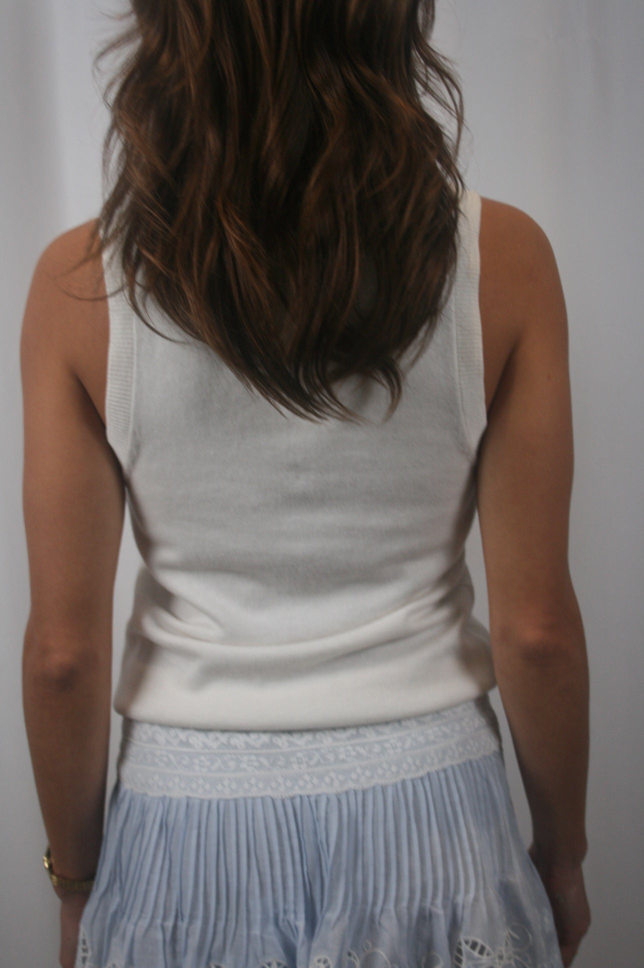 Mia Button Tank - Gardenia