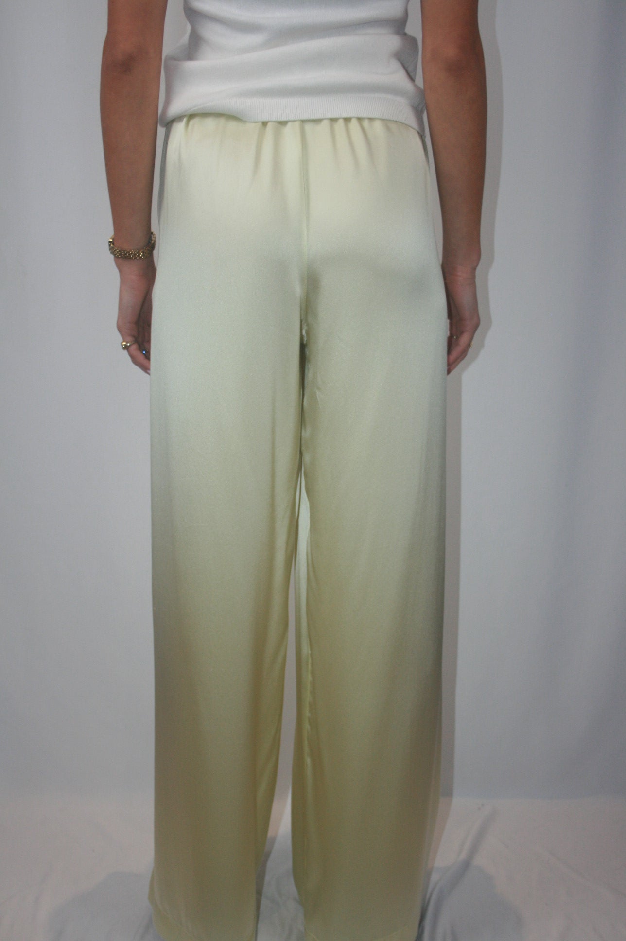 Brynn Pull On Silk Pant - Pale Citron