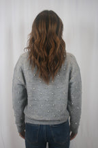 Aura Relaxed Crew Neck Sweater - Charcoal Diamonte