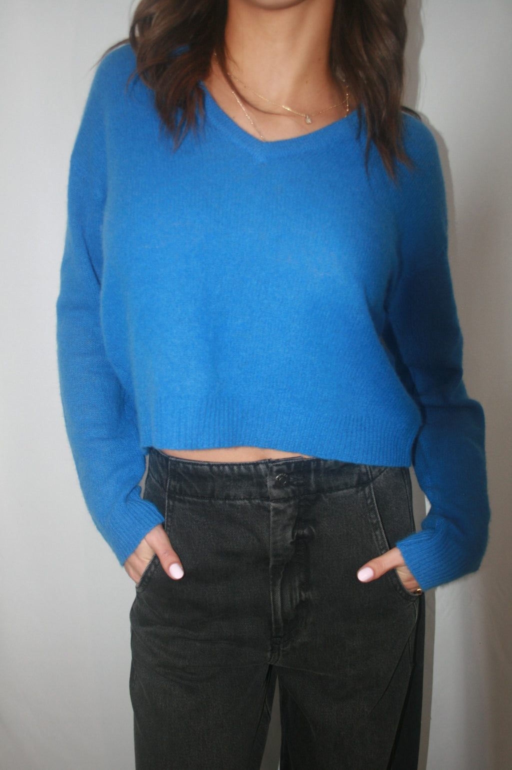 Featherweight Cashmere VNeck - Lapis Blue