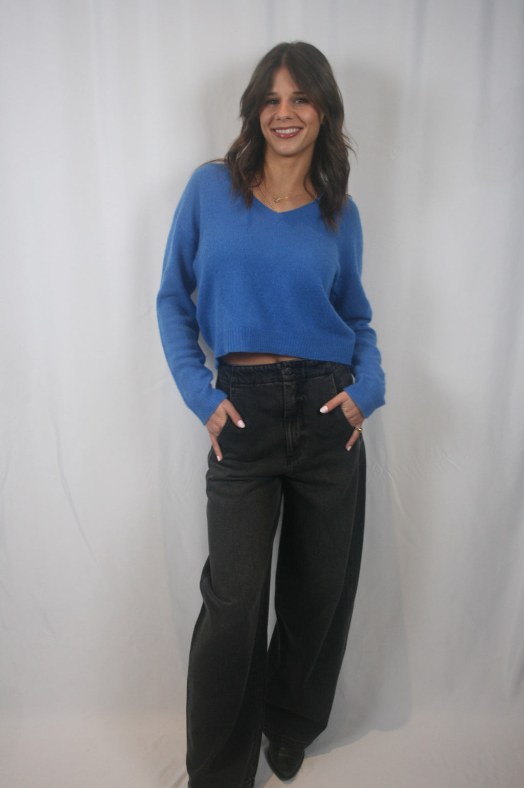 Featherweight Cashmere VNeck - Lapis Blue