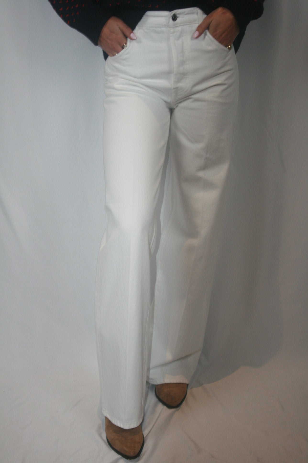 Tate High Rise Wide Leg Jean - Paper White